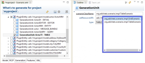 Select scenario for generation